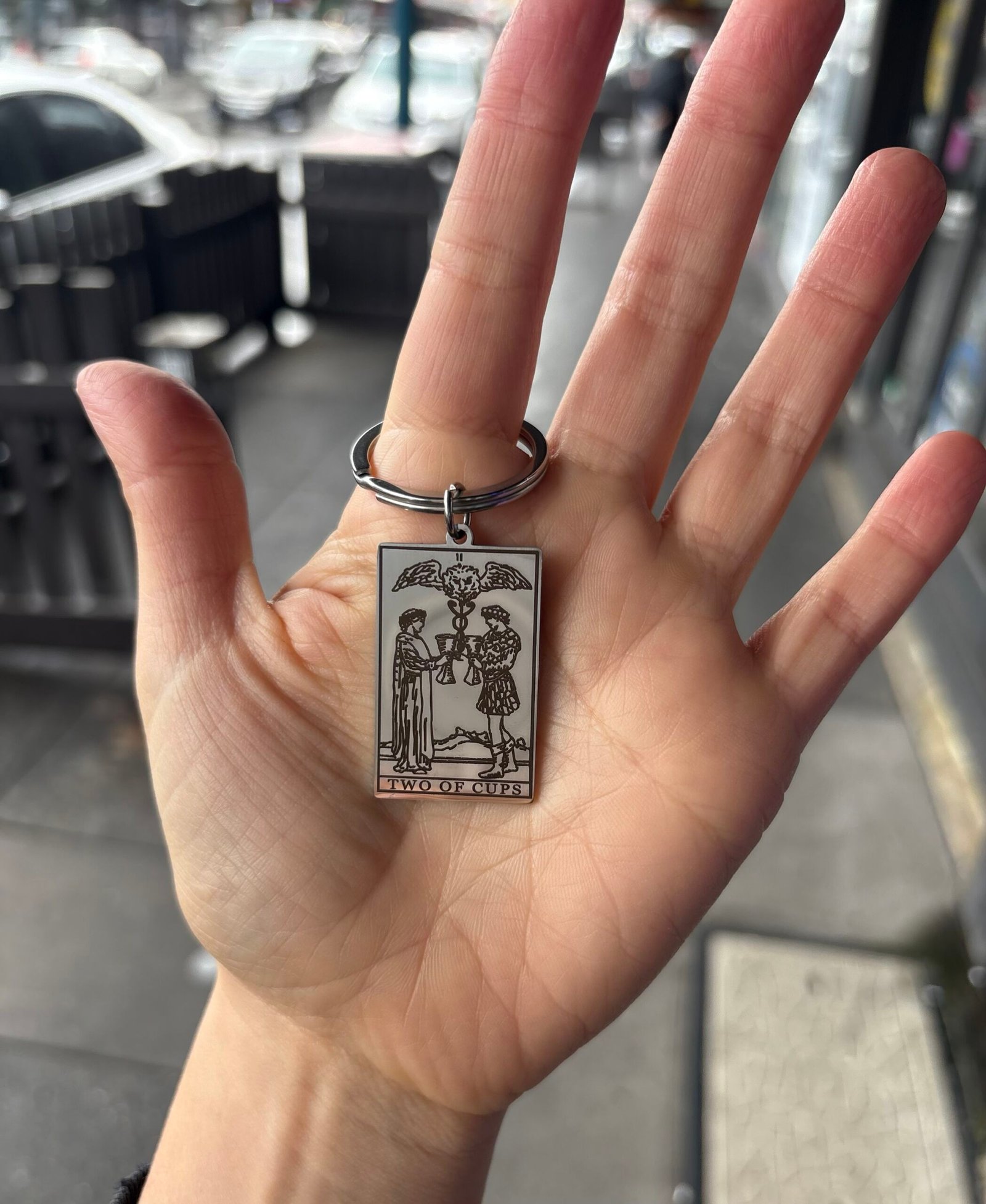 Two of Cups tarot keyring