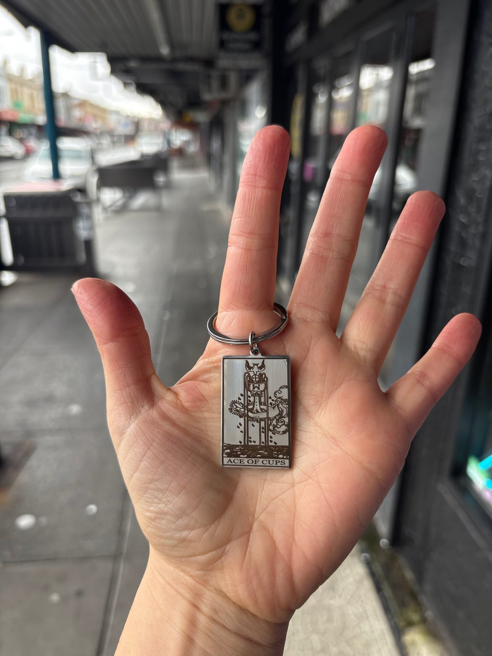 Ace of Cups tarot keyring
