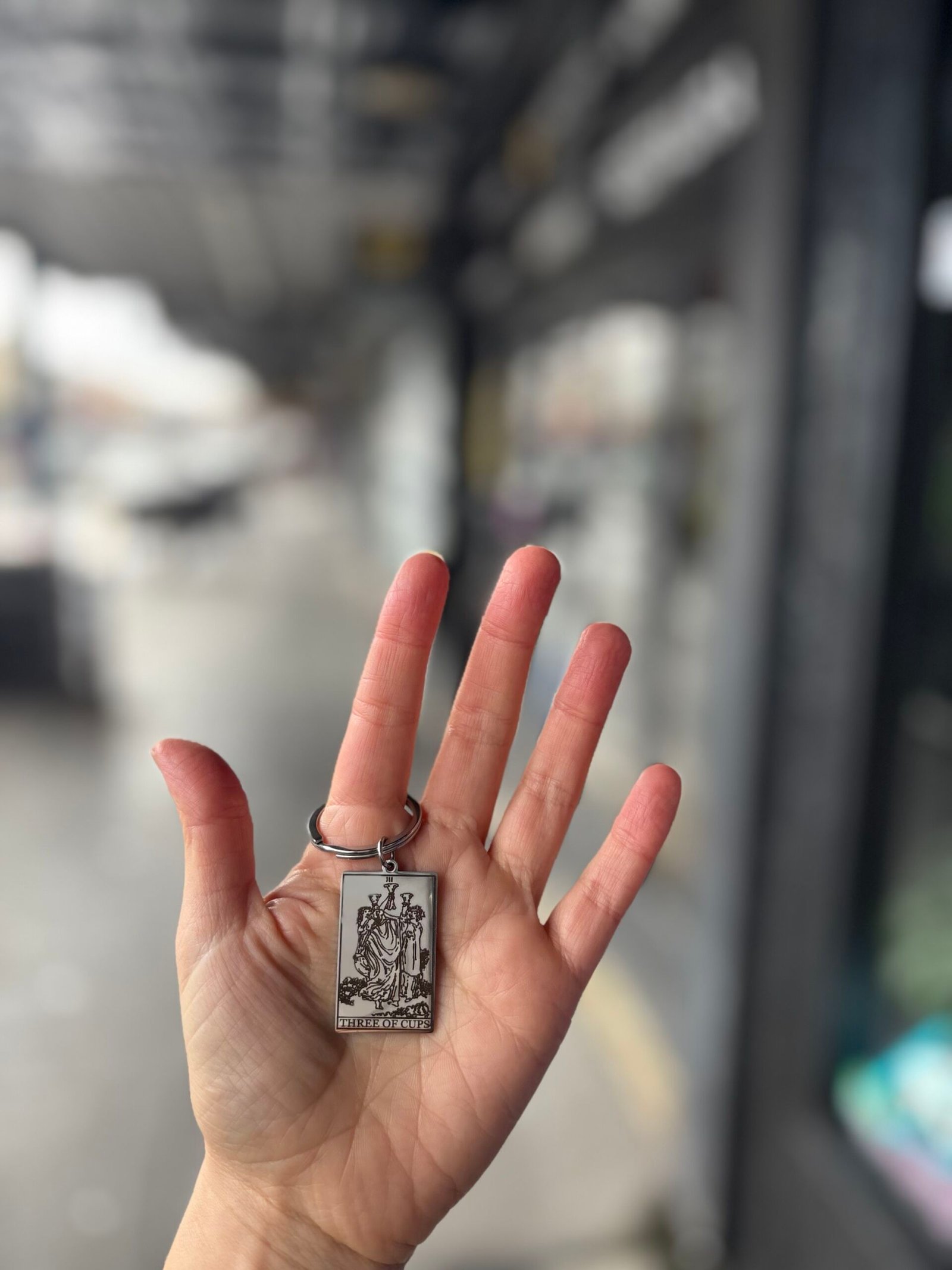 Three of Cups tarot keyring